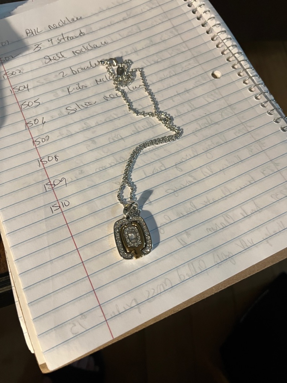 Silver Crystal Pendant Necklace - Silver 1506